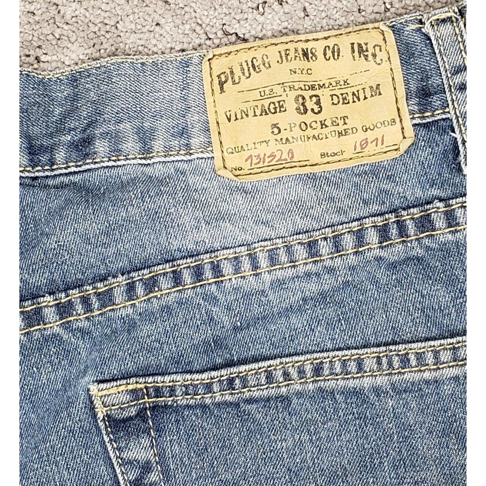 Plugg Jeans Mens 32x32 Blue Faded Denim‎ Low Rise Straight Leg Medium Wash